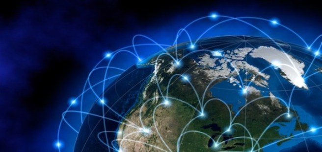 World network, internet. Source maps are courtesy of NASA Earth Observatory Blue Marble project, for geographical boundaries http://earthobservatory.nasa.gov/Features/BlueMarble/).