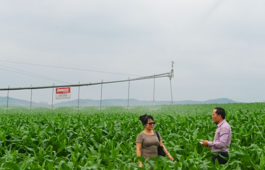 Cán bộ TH giải thích về cơ chế phun mưa của tay tưới