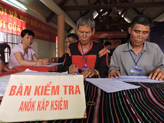 Công tác chuẩn bị tại tổ bầu cử Buôn K’Nia 4 được chuẩn bị chu đáo