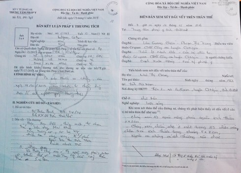 Biên bản và Kết luận quá vô lý của Trung tâm giám định pháp y 