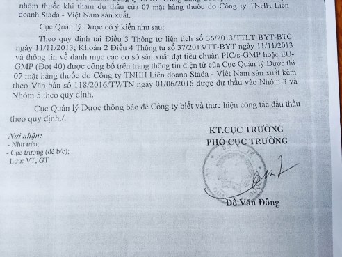Cục QL Dược ý kiến về nhóm thuốc